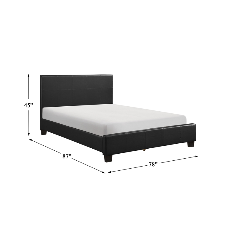 Pemberly Row Contemporary Wood and Faux Leather Eastern King Bed in Black