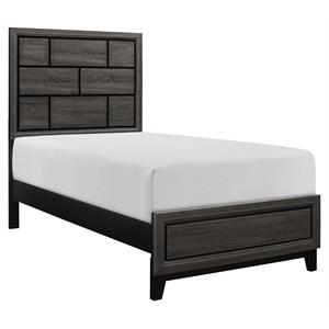 Pemberly Row Modern Wood Grain on Melamine Veneer Twin Bed in Gray