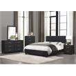 Pemberly Row Modern Wood and Faux Leather California King Bed in Black
