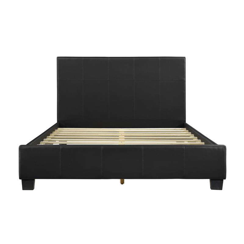 Pemberly Row Modern Wood and Faux Leather California King Bed in Black