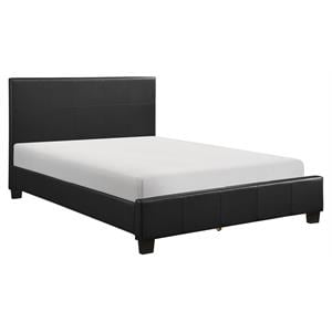 Pemberly Row Modern Wood and Faux Leather California King Bed in Black