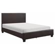 Pemberly Row Contemporary Wood and Faux Leather Full Bed in Dark Brown