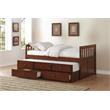 Pemberly Row 2-Drawers Wood Twin over Twin Trundle Bed in Dark Cherry