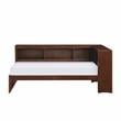 Pemberly Row 5-Shelf Transitional Wood Twin Bookcase Corner Bed in Dark Cherry