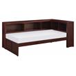 Pemberly Row 5-Shelf Transitional Wood Twin Bookcase Corner Bed in Dark Cherry