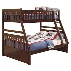 Pemberly Row Transitional Wood Twin over Full Bunk Bed in Dark Cherry