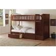 Pemberly Row Reversible Step Storage Wood Bunk Bed with Storage Boxes in Cherry