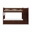 Pemberly Row Reversible Step Storage Wood Bunk Bed with Storage Boxes in Cherry