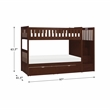 Pemberly Row Reversible Step Storage Wood Bunk Bed with Storage Boxes in Cherry