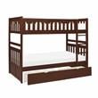 Pemberly Row Wood Twin over Twin Bunk Bed with Storage Boxes in Dark Cherry