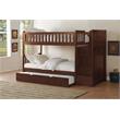 Pemberly Row Reversible Step Storage Wood Bunk Bed with Trundle Bed in Cherry
