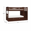 Pemberly Row Reversible Step Storage Wood Bunk Bed with Trundle Bed in Cherry