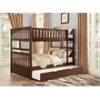 Pemberly Row Wood Full over Full Bunk Bed with Trundle Bed in Dark Cherry