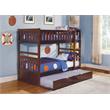 Pemberly Row Wood Twin over Twin Bunk Bed with Trundle Bed in Dark Cherry