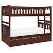 Pemberly Row Wood Twin over Twin Bunk Bed with Trundle Bed in Dark Cherry