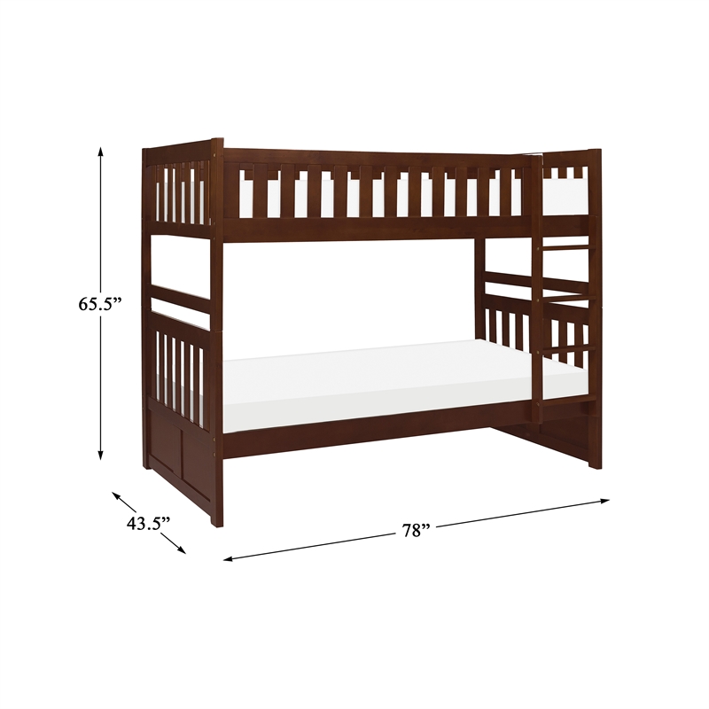 Pemberly Row Transitional Wood Twin over Twin Bunk Bed in Dark Cherry