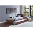 Pemberly Row Wood Twin Bookcase Bed with Twin Trundle in Dark Cherry