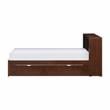 Pemberly Row Wood Twin Bookcase Bed with Twin Trundle in Dark Cherry