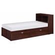 Pemberly Row Wood Twin Bookcase Bed with Twin Trundle in Dark Cherry