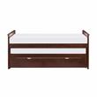 Pemberly Row Transitional Wood Twin/ Twin Bed with Twin Trundle in Dark Cherry