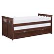 Pemberly Row Transitional Wood Twin/ Twin Bed with Twin Trundle in Dark Cherry