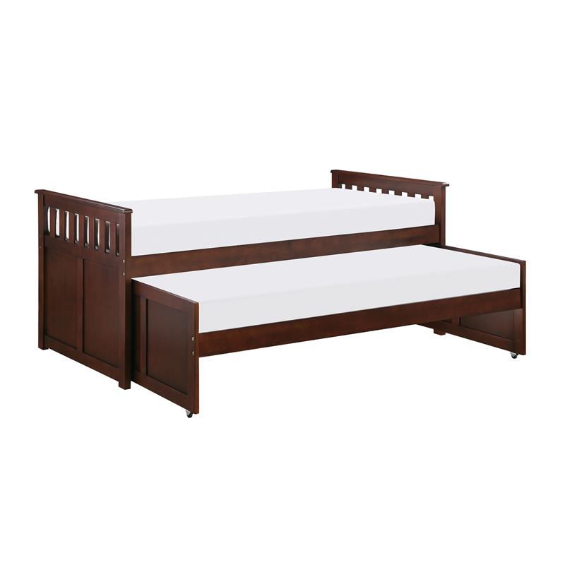 Pemberly Row Transitional Wood Twin/ Twin Bed in Dark Cherry