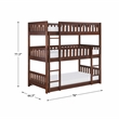 Pemberly Row Transitional Wood Triple Bunk Bed in Dark Cherry