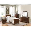 Pemberly Row Traditional Wood Twin Sleigh Bed in Brown Cherry