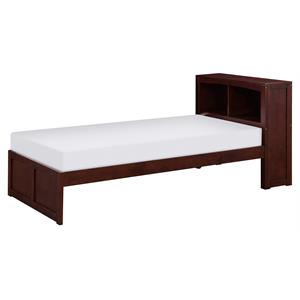 Pemberly Row Transitional Wood Twin Bookcase Bed in Dark Cherry