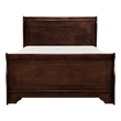Pemberly Row Queen Size Sleigh Bed in Cherry Wood - Easy Assembly