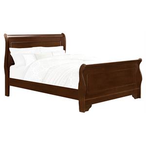 Pemberly Row Sleigh Size Eastern Bed in Wood in Cherry - Easy Assembly