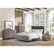 Pemberly Row Contemporary Upholstery Headboard Wood Full Bed in Gray/Black