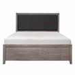 Pemberly Row Contemporary Upholstery Headboard Wood Full Bed in Gray/Black