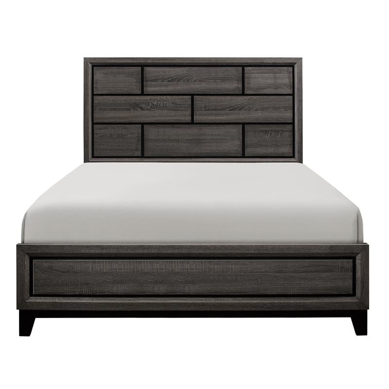 Pemberly Row Modern Wood Grain on Melamine Veneer Eastern King Bed in Gray