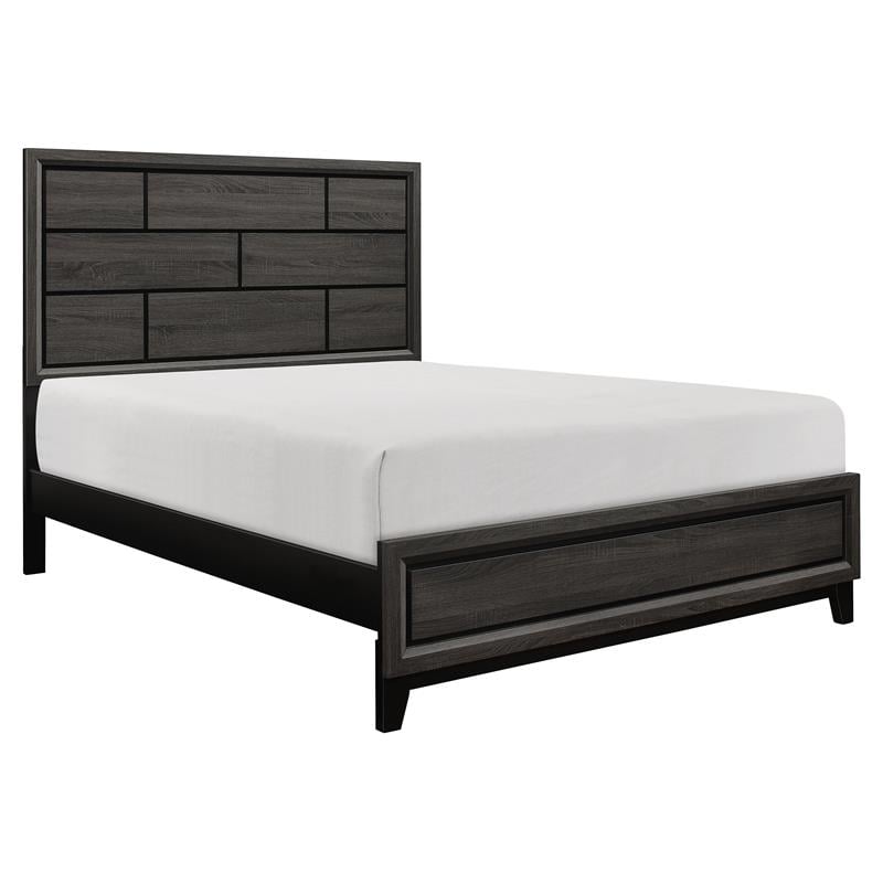 Pemberly Row Modern Wood Grain on Melamine Veneer Eastern King Bed in Gray