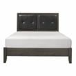 Pemberly Row Contemporary Wood and Faux Leather Full Bed in Dark Gray/Black