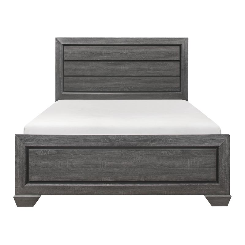 Pemberly Row Contemporary Raised Panel Wood California King Bed in Gray