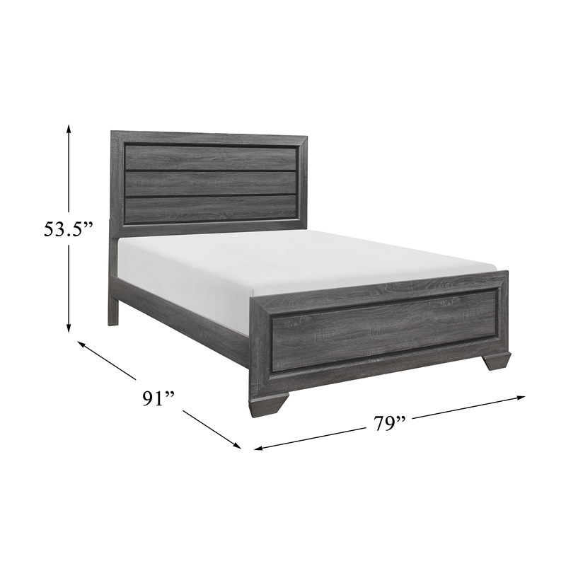 Pemberly Row Contemporary Raised Panel Wood California King Bed in Gray