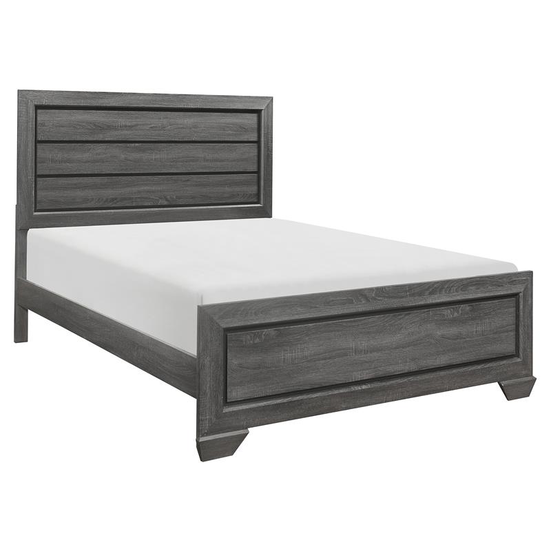 Pemberly Row Contemporary Raised Panel Wood California King Bed in Gray