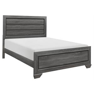 Pemberly Row Contemporary Raised Panel Wood California King Bed in Gray