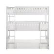 Pemberly Row Transitional Wood Triple Twin Bunk Bed in White