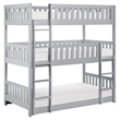 Pemberly Row Transitional Wood Triple Twin Bunk Bed in Gray