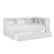 Pemberly Row 5-Shelf Wood Twin Bookcase Corner Bed with Twin Trundle in White