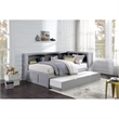Pemberly Row 5-Shelf Wood Twin Bookcase Corner Bed with Twin Trundle in Gray