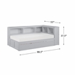 Pemberly Row 5-Shelf Wood Twin Bookcase Corner Bed with Twin Trundle in Gray