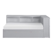 Pemberly Row 5-Shelf Wood Twin Bookcase Corner Bed with Twin Trundle in Gray