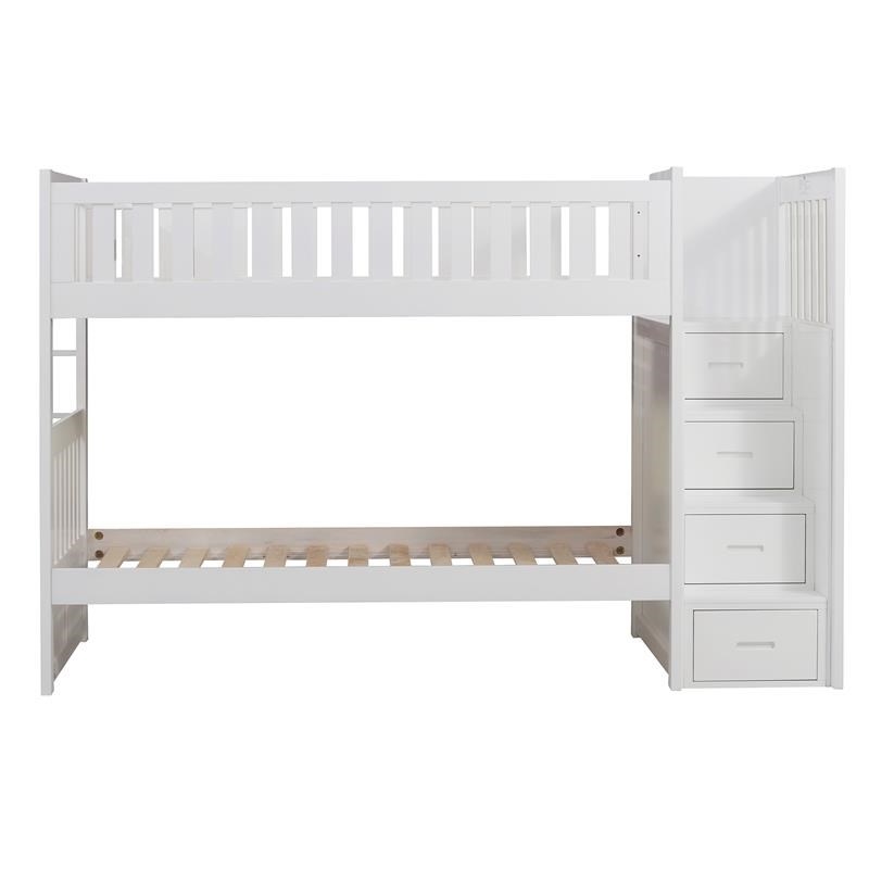 Pemberly Row Reversible Step Storage Wood Bunk Bed in White