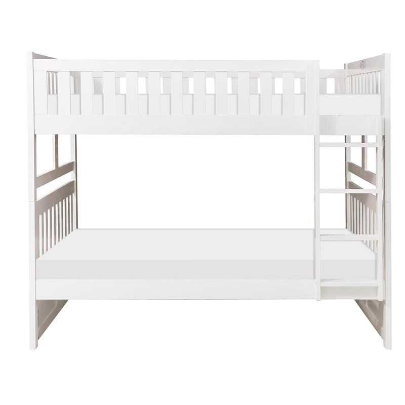 Pemberly Row Transitional Wood Full over Full Bunk Bed in White