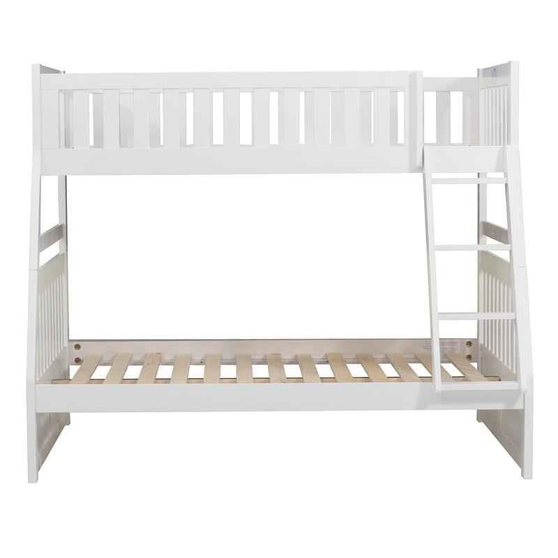Pemberly Row Transitional Wood Twin over Full Bunk Bed in White