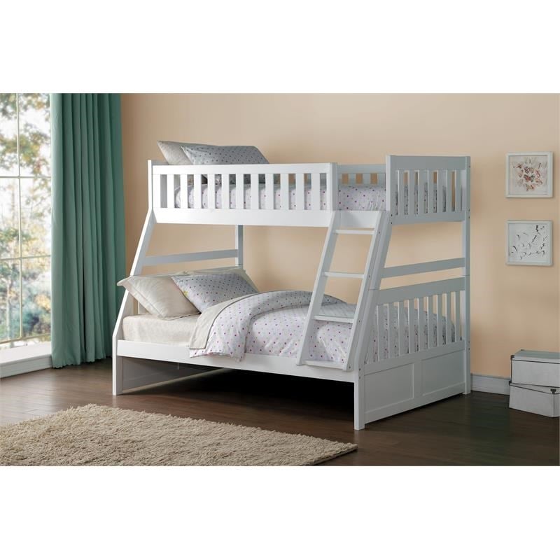 Pemberly Row Transitional Wood Twin over Full Bunk Bed in White